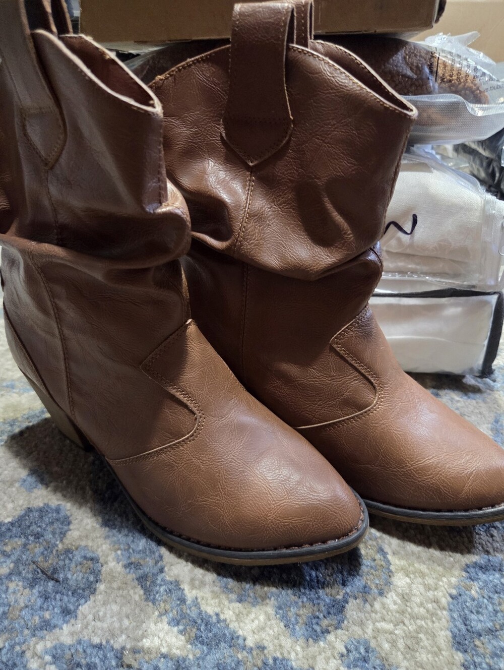 Charles Albert Brown Slouchy Mid-Calf Heeled Boots